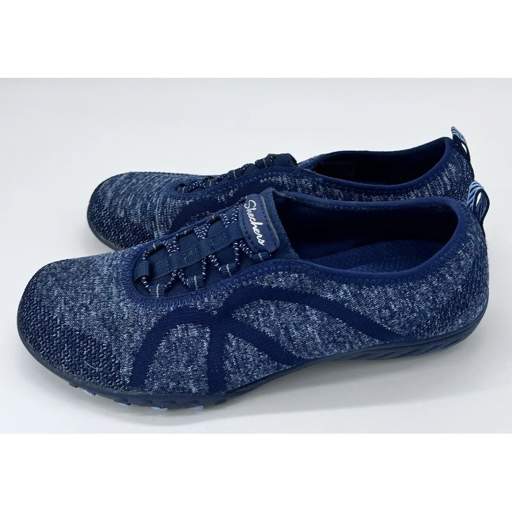 Skechers Shoes Women's 8.5 Blue Relaxed Fit Slip On Air‎ Cooled Memory Foam Knit
